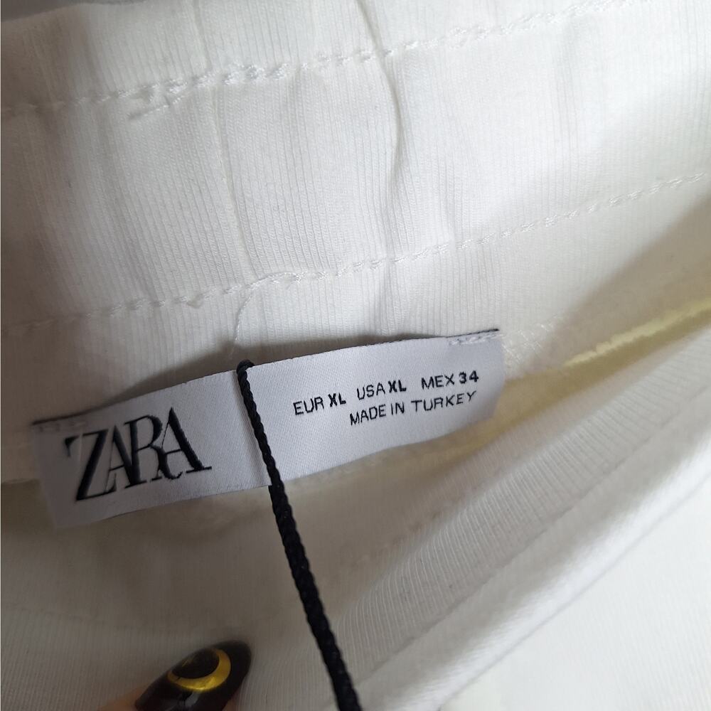 Zara Men's Sweatshorts Slim Shorts White XL Pull On Drawstring Athletic Lounge - Picture 6 of 10